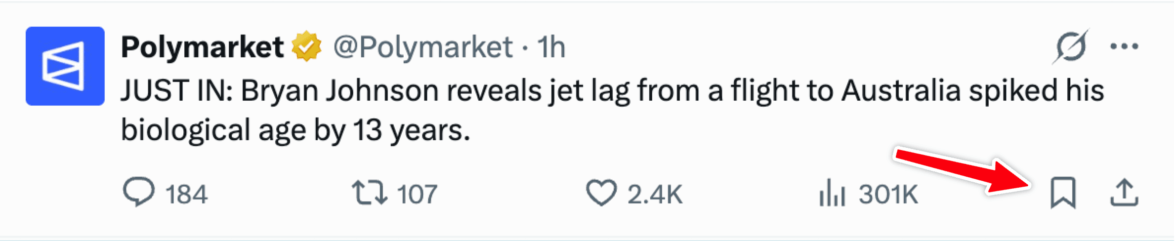 The bookmark icon beneath a post on X