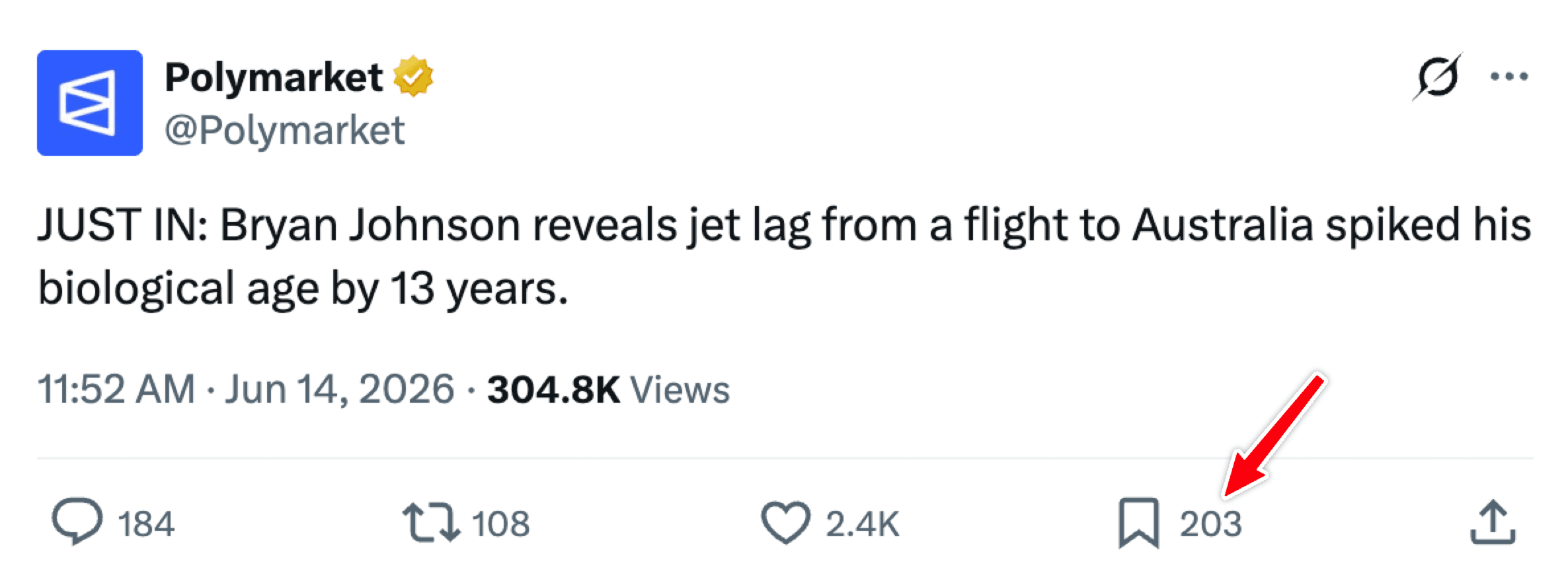 The anonymous bookmark count shown next to a post on X